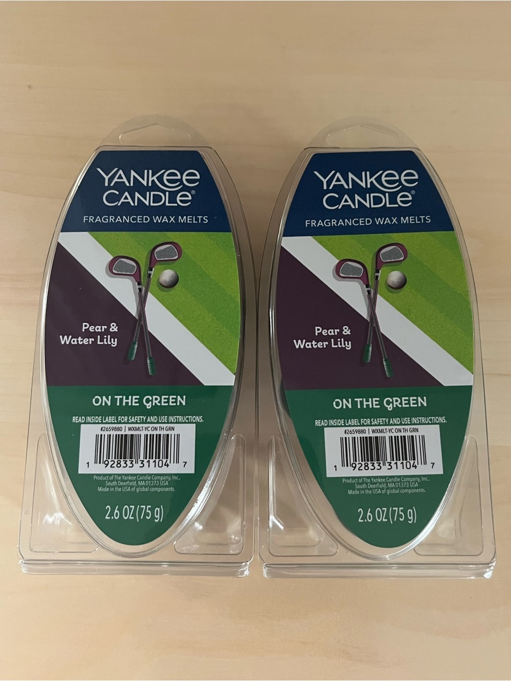 Two Packs New Yankee Candle On the Green Pear & Water Lily Wax Melts